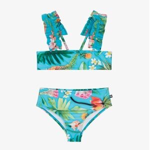 Girls Blue Floral Bikini (UPF50+) Size: 3-4 year